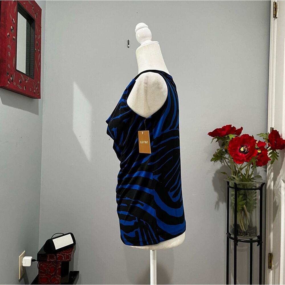 NEW Ellen Tracy Striped Cowl Neck Zebra Two Tone Casual Sleeveless Top S NWT - Picture 4 of 13